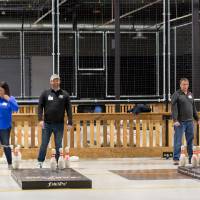Alumni play fowling at the Fowling Fun Event